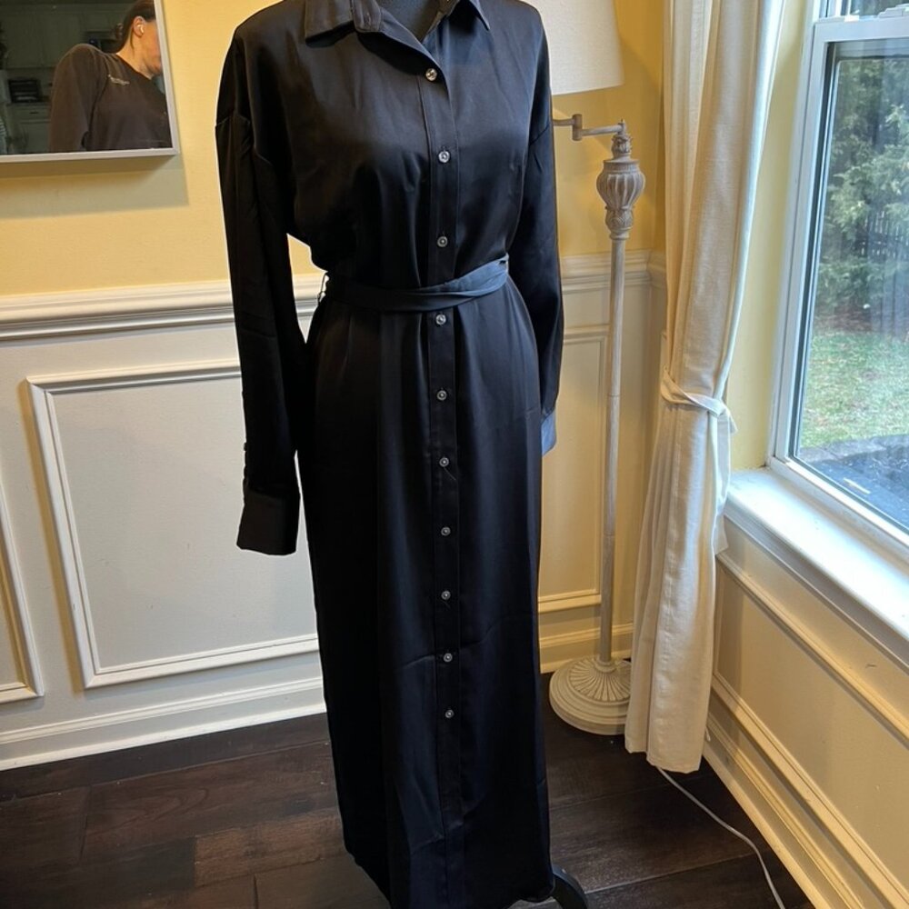 Banana Republic Black Button Front Shirt Dress w/Belth-Size M-NWT Classic Maxic